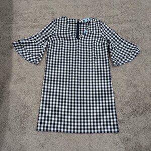 Draper James navy gingham bell sleeve dress‎ size 2 NWT